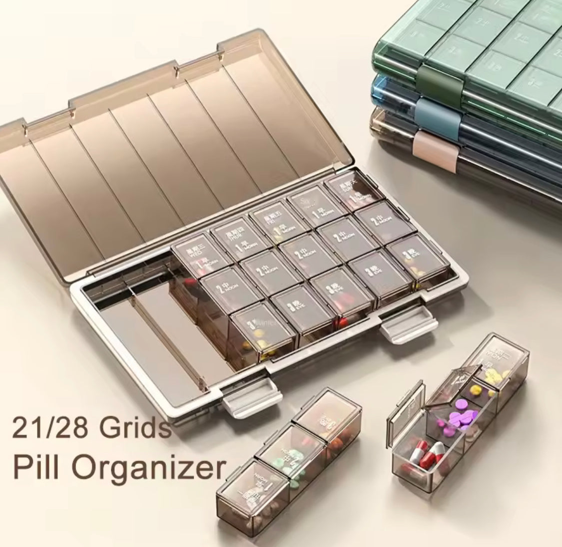Portable 21 Grids Pill Organizer, Travel Pill Cases, Removable Medicine Container, Daily Storage Tablets Box Portable 21 Grids Pill Organizer, Travel Pill Cases, Removable Medicine Container, Daily Storage Tablets Box